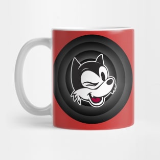 Felix the Cat Winking Cat Cartoon Black White Red Retro TV Circle Mug